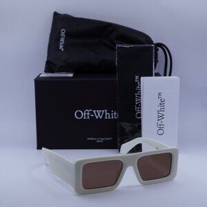 Off-White OERI140 TROY 0164 Rectangle Sunglasses – White/Brown